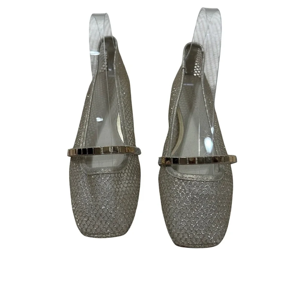 Sanctuary Cindy Gold Mesh Mary Jane Ballet Flats Square Toe Womens 7M